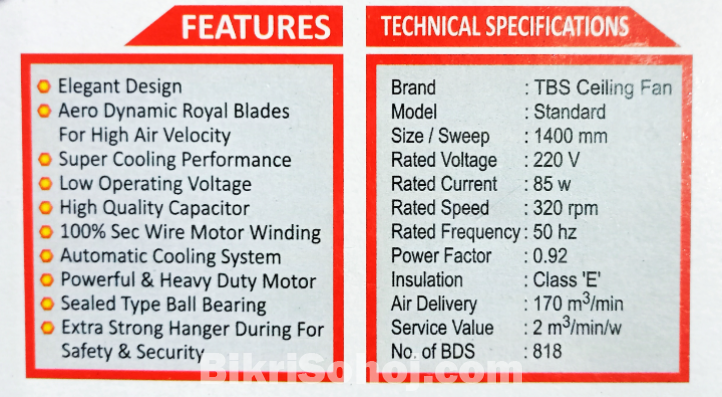 TBS ceiling fan 56 inche